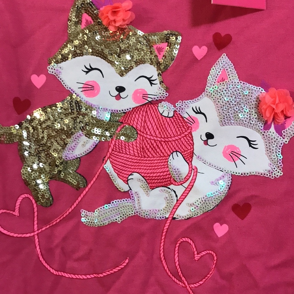 Isaac Mizrahi Cute Cats Playing Sparkling Girls Long Sleeve Shirt (Brand New)
